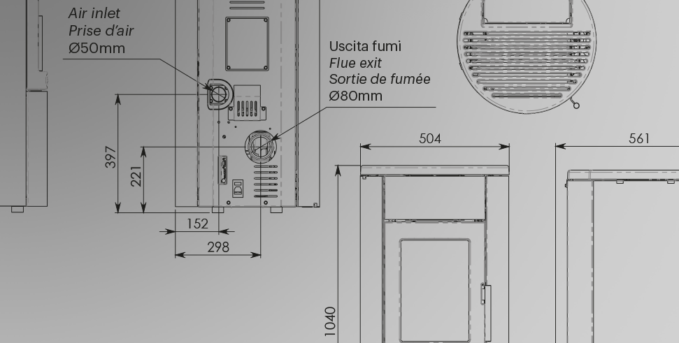 Stufa a Pellet Ravelli modello AuroraGlass